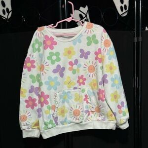 365 KiDS garanimals white sweatshirt w/purple, pink, green flowers. Kid sz 10.